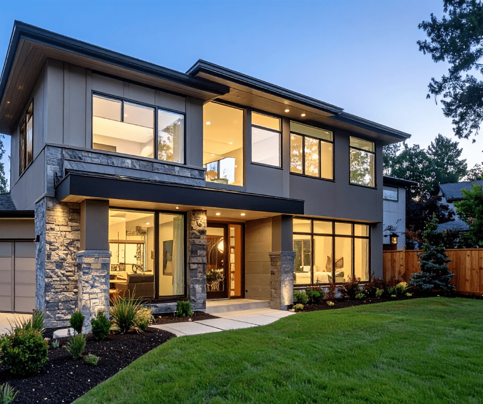 exterior view of a house after having its windows cleaned