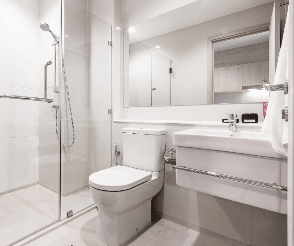 airbnb bathroom cleaned and sanitized, ready to be used