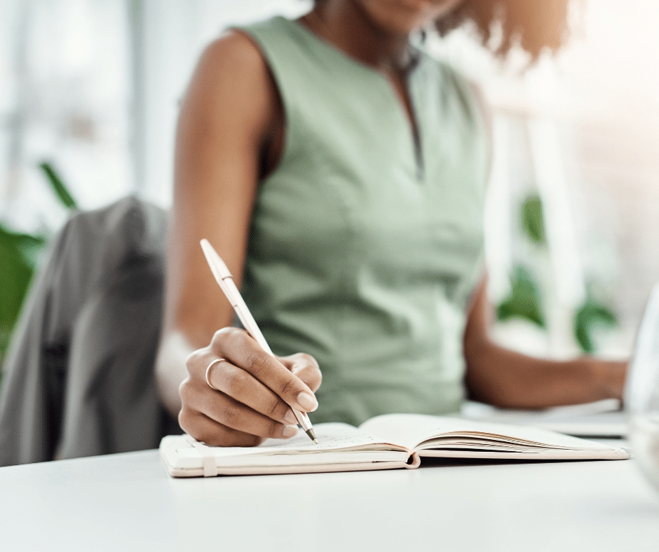 cleaning professional taking notes